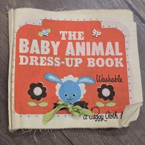 Vintage The Baby Animal Dress Up Washable Soft Fabric Cloth Page Busy Book Toy